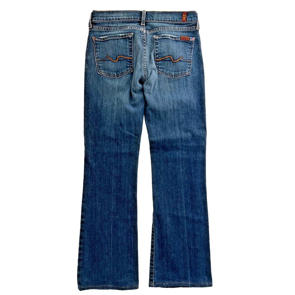 7 For All Mankind Jeans Womens 28‎ Bootcut USA Made Distressed Y2K Denim VTG - Picture 7 of 9